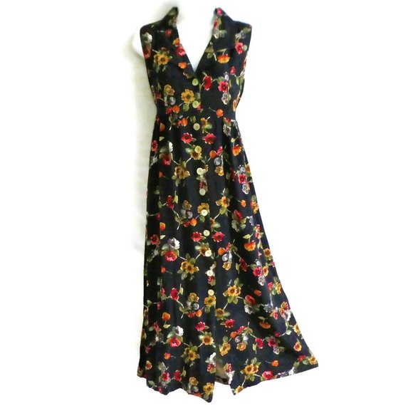 Robbie Bee Dresses & Skirts - Robbie Bee Vintage 80s 90s Dress Floral Farmhouse Attached Back Tie Shell Button